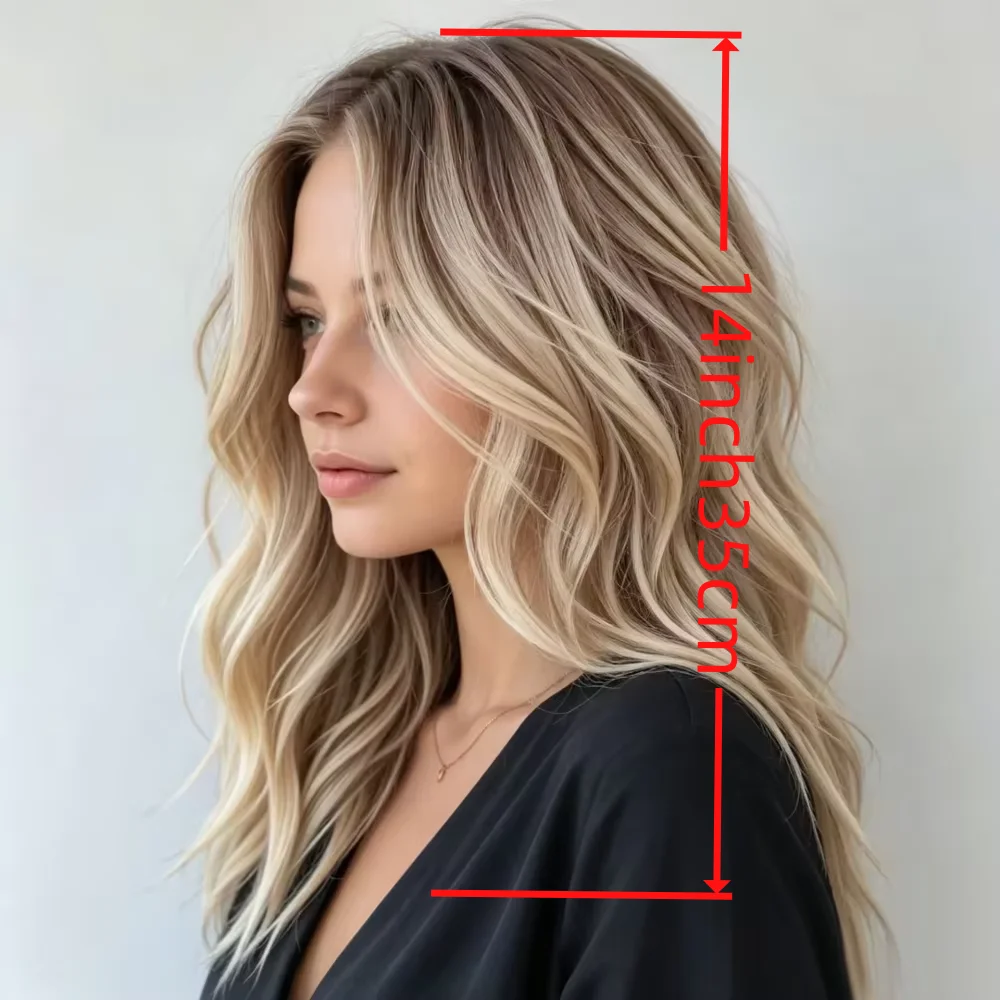 Glueless 14 Inch 150 Density Highlight Blond Body Wave Wig