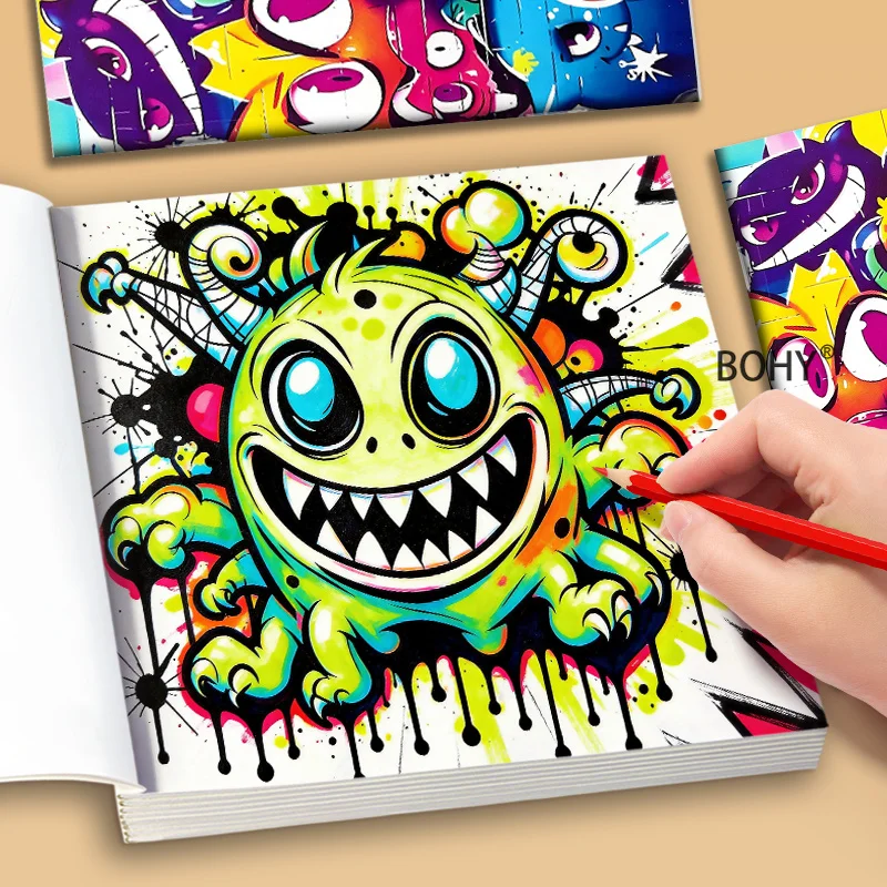 1 Volume of Personalized and Trendy Graffiti Coloring Album, Containing 24 Pages of Themed Patterns Adult Decompression Coloring