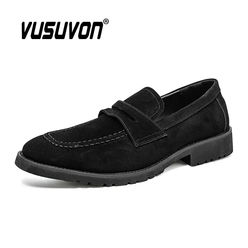 Men High Quality Suede Leather Loafers Casual Shoes Moccasins Black Slip On Flats Fashion Male Driving Size 38-48