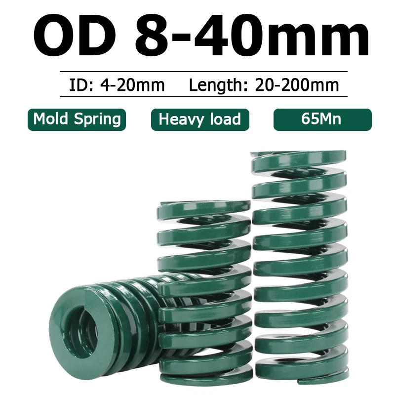 

1pcs Green Heavy Load Die Mold Spring Compression Spring Outer Diameter 8 10 12 14 16 18 20 22 25 27 30 35 40mm Length 20-200mm