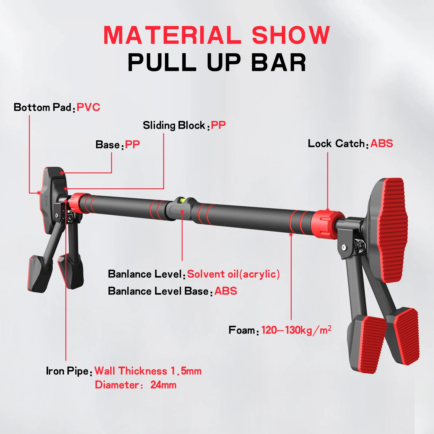 Gordon Steel Safety Support  Wholesale Home Doorway Horizontal Pull-up Bar with Safe Locking Chin-up Bar view 3