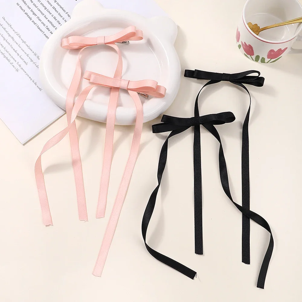 2/1Pcs Sweet Long Hairpins Ribbon Tassel Bowknot Hair Clip for Women Hair Braid Girl Party Barrettes Adult Headwear Accessories