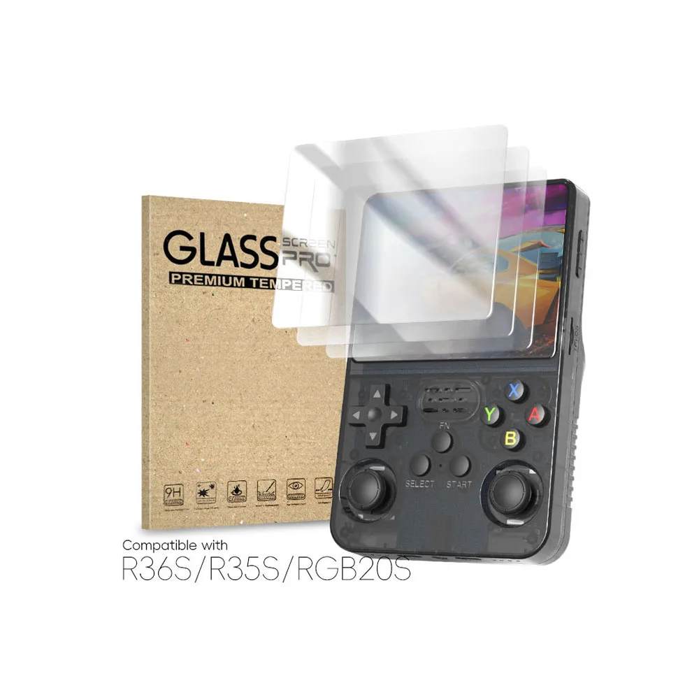 5/3/2pcs 3.5inch Tempered Glass screen protective film for R36S R35S RGB20S handheld mini game console Screen Protect Cover Film