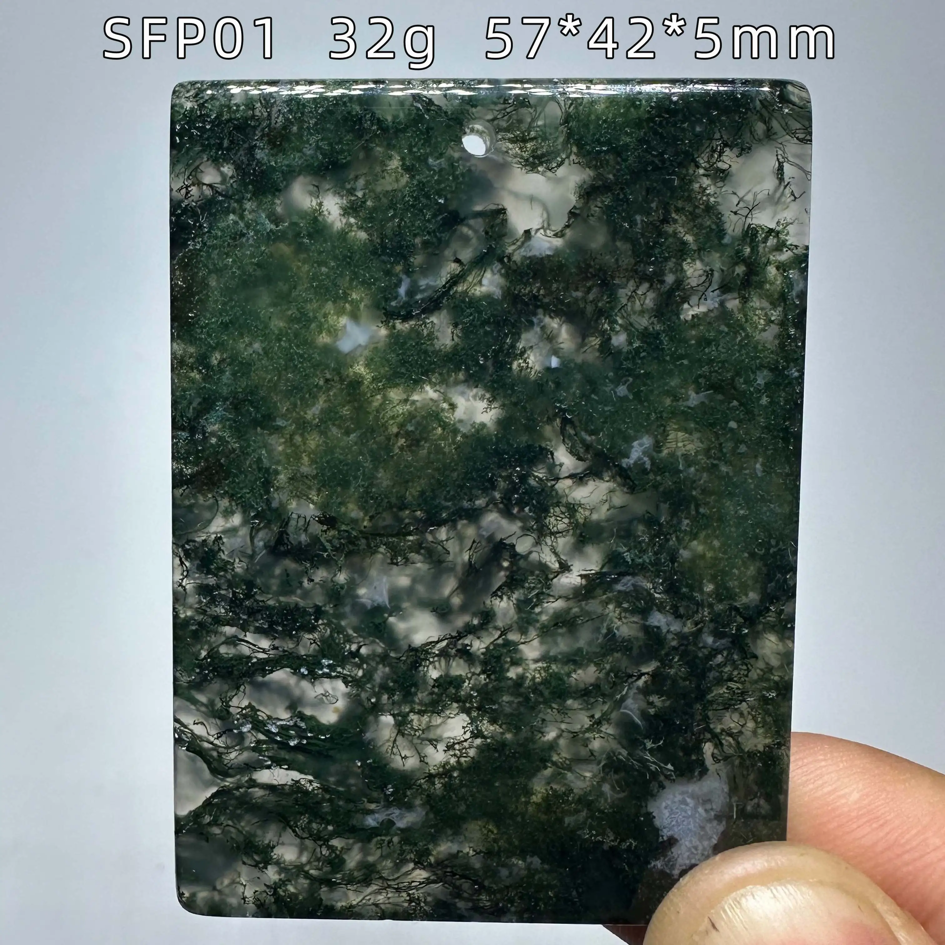 Natural crystal Moss Agate, square card shape, healing gemstone, Reiki energy accessory, polished home decoration, gift