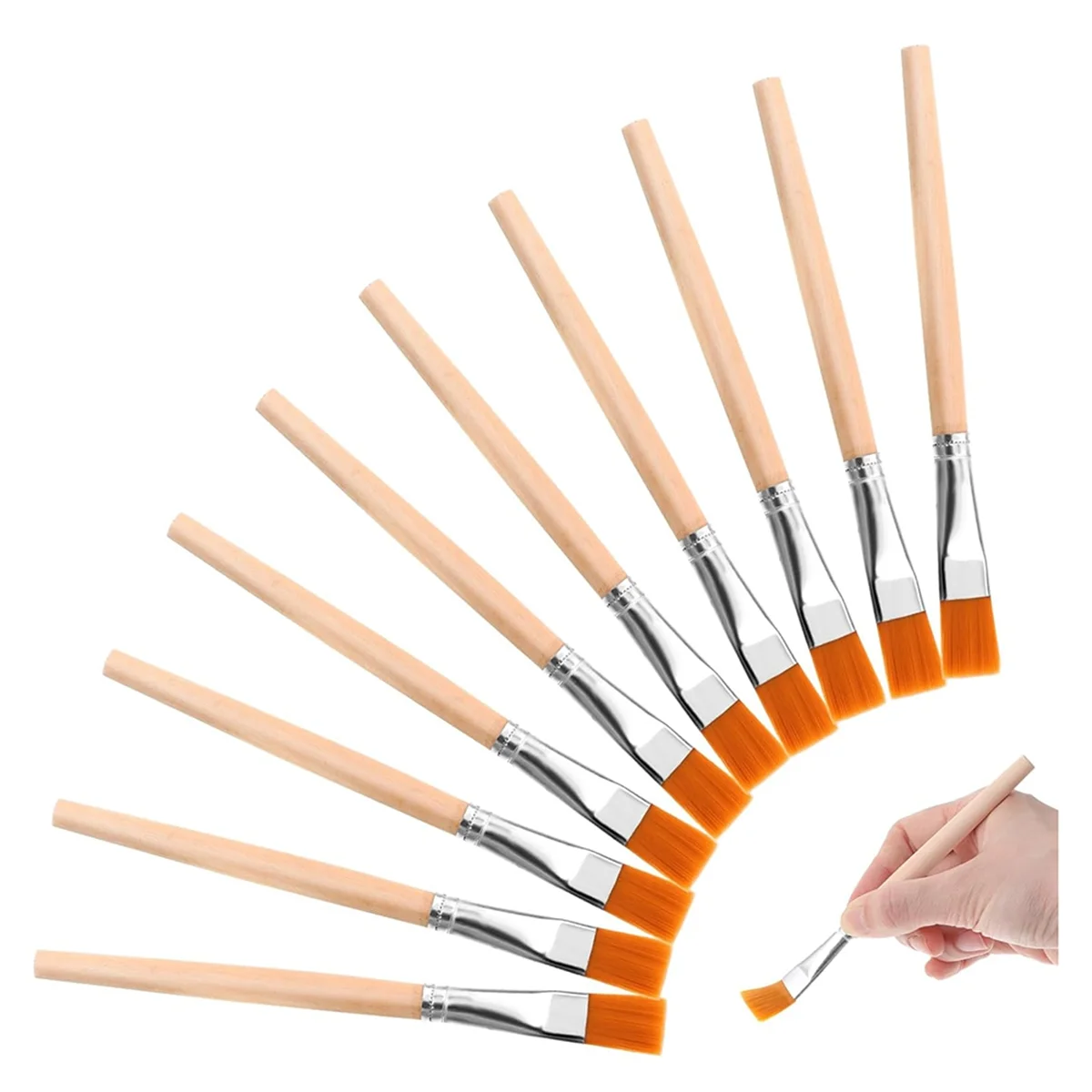 30Pcs Flat Paint Brushes, 3/4 Inch Wood Paint Brush Artist Craft Paint Brushes Watercolor Brush Bulk Painting for Art