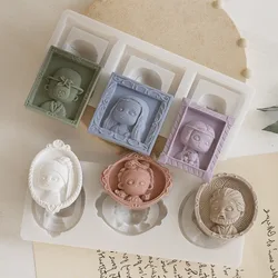 DIY Embossed Semi-Dimensional Portrait Refrigerator Stickers Silicone Mold Crafts Aroma Plaster Hanging Resin Molds