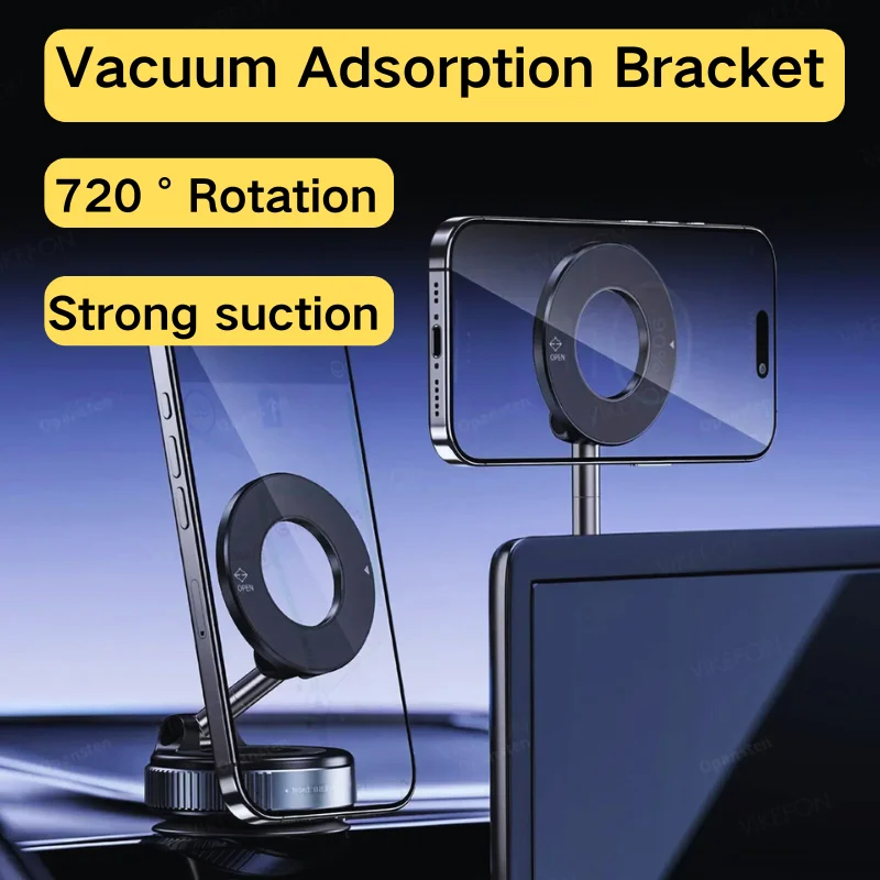 حامل هاتف مغناطيسي للسيارة، حامل شفط مكنسة كهربائية قابل للطي 720 ° دوران تسلا آيفون 12 13 14 15 16 سامسونج شاومي هواوي #2