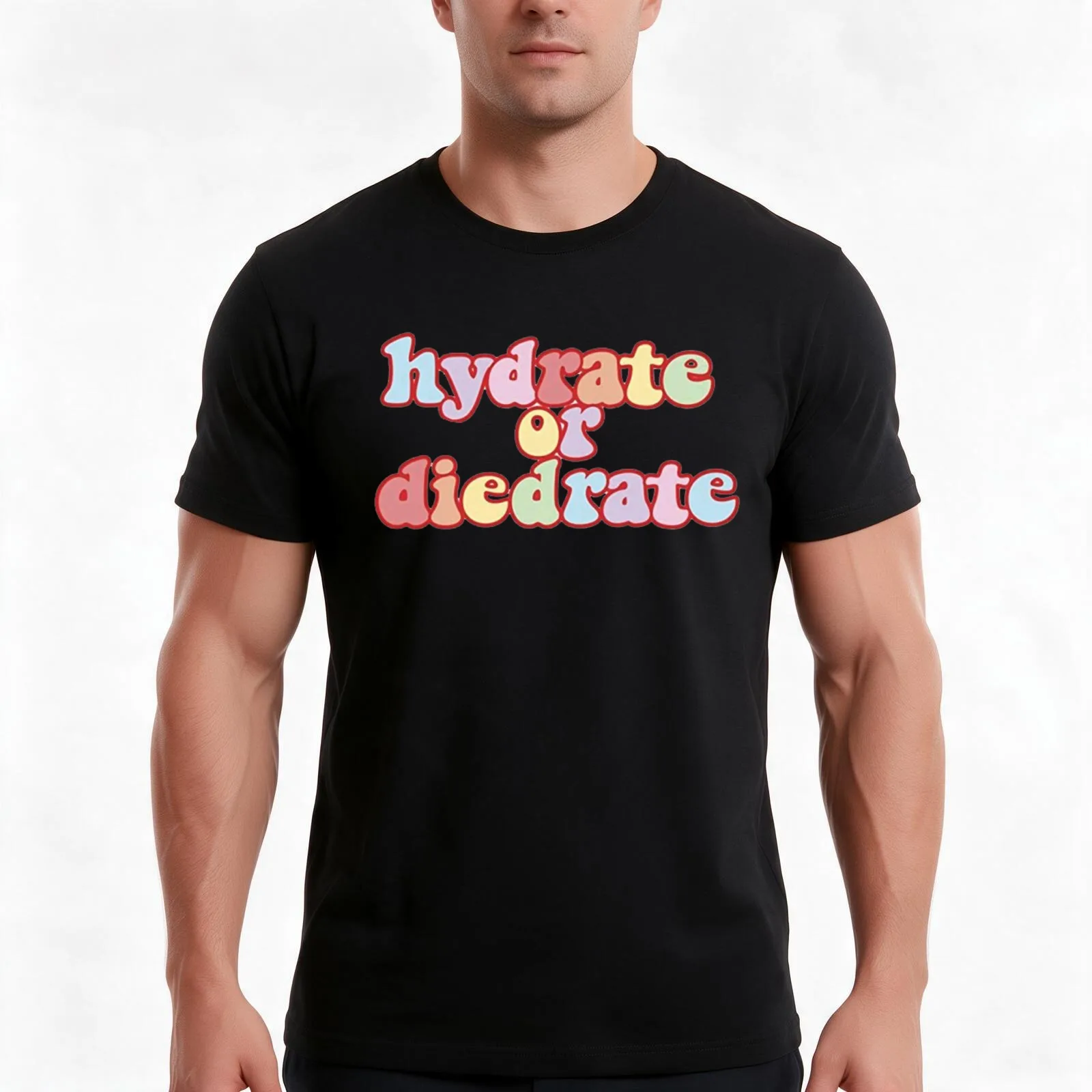 Hydrate or Diedrate Hydrate Hydration Drink Water T-Shirt, Summer Casual Cotton Tee, Oversized Streetwear Tops, Unisex Men Women