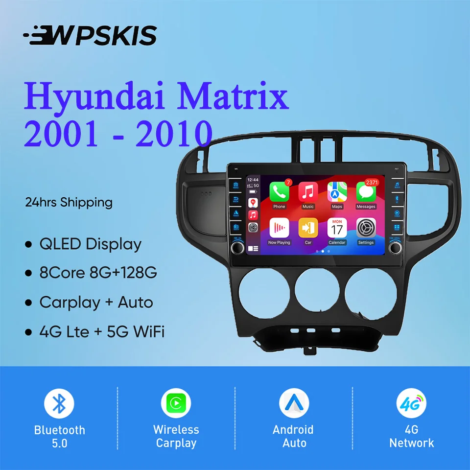8G Ram 128GB QLED راديو السيارة والفيديو الصوت A/V الموسيقى مشغل ديفيدي GPS نافي لشركة هيونداي ماتريكس 2001 - 2010 Carplay Auto DSP RDS SWC #2