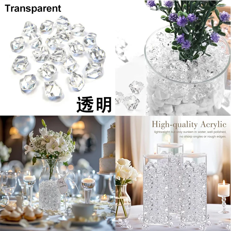 100 Stück 11x14mm Acryl-Eissteine Kristalle Strass-Steine Transparente Diamanten für Heimdekoration DIY-Basteleien Vase Party – Detail 9