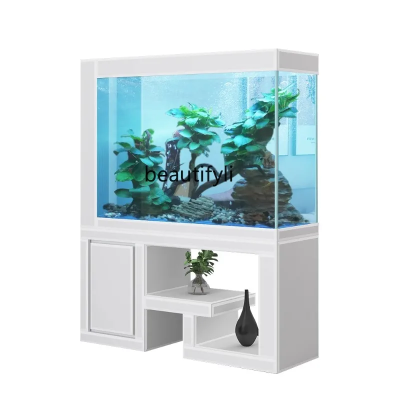 

Super White Glass Fish Tank Living Room Large Floor Household Hallway Ecological Pot Screen Partition Wall Dragon Fish Tank