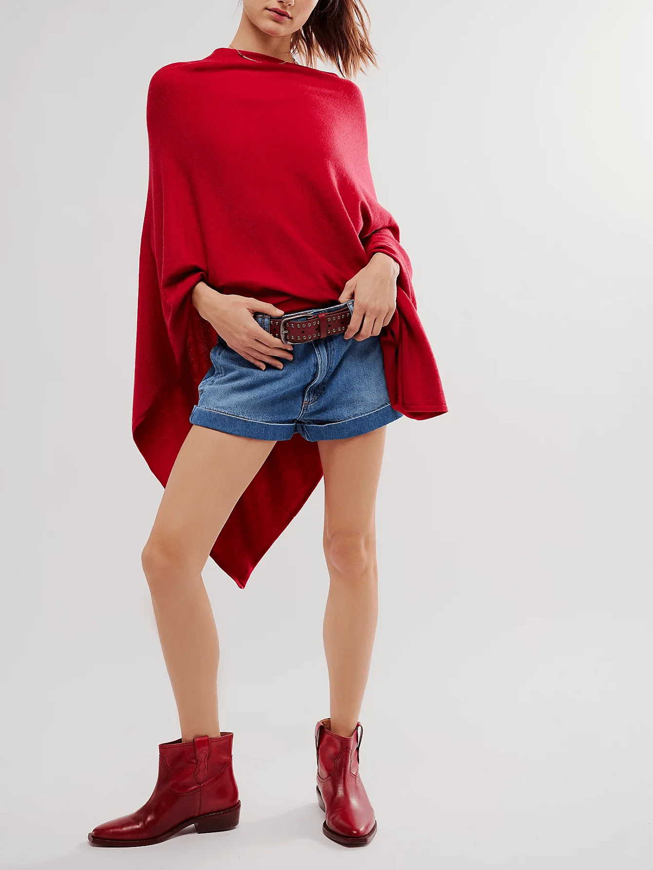 

Womens Asymmetrical Knit Poncho Shawl Lightweight Batwing Sleeve Wrap Top