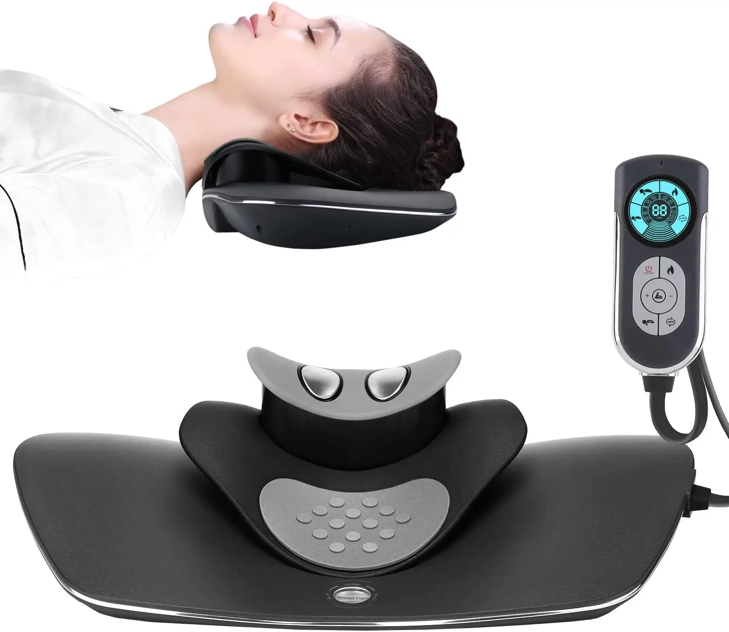 Multi-Functional Cervical Traction Device, Electric Neck Stretcher with Dynamic Neck Stretching, 3 Modes Electrotherapy and Hype