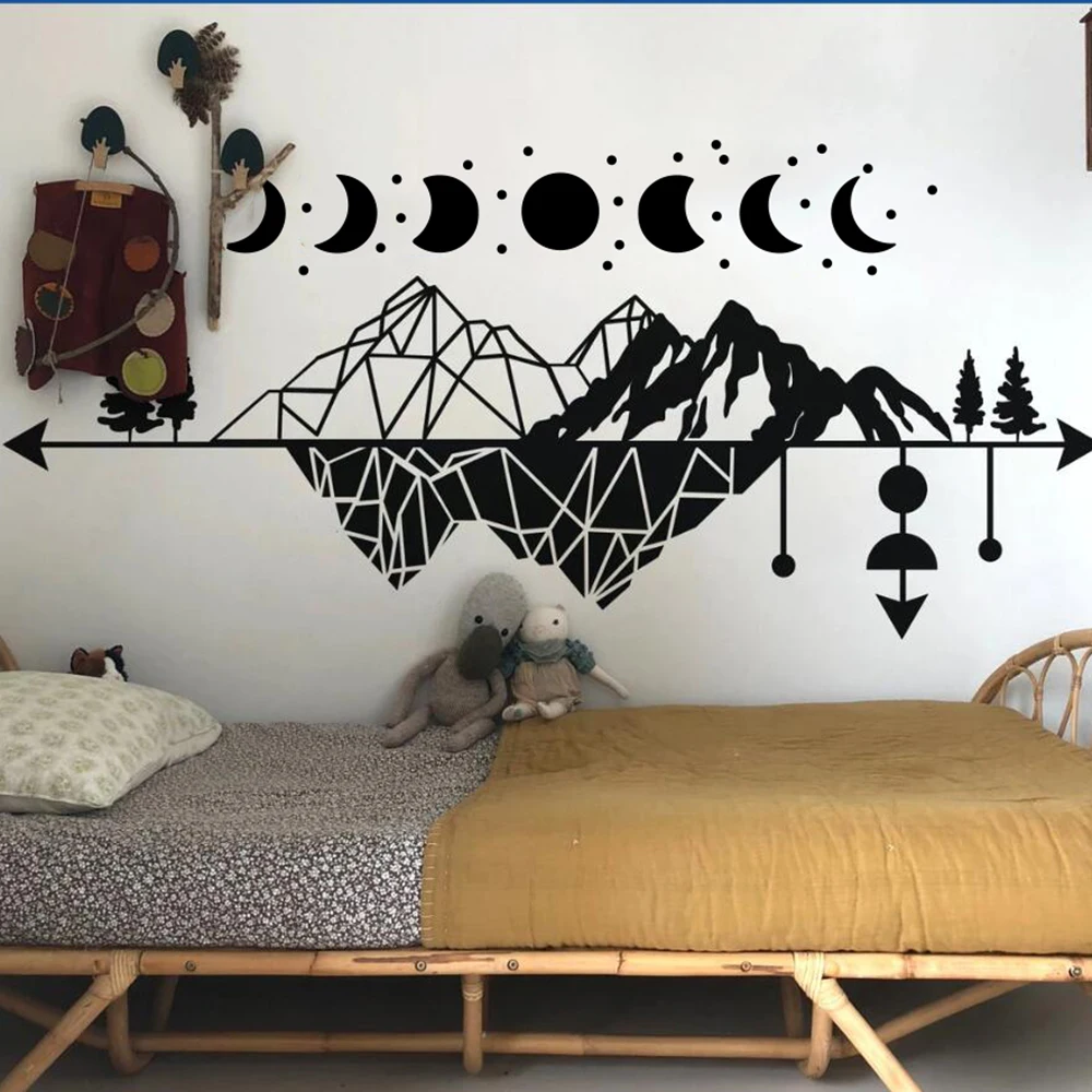 Geometric Mountain Mystical Moon Phases Wall Sticker Decal Boho Arrow Geography Wildlife Baby Nursery Kids RoomDecor