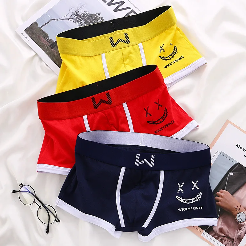 M-3XL Cotton Youth Boxer Shorts Comfortable Breathable Underwear Men Personalized Print Panties Large Size U Pouch Underpant