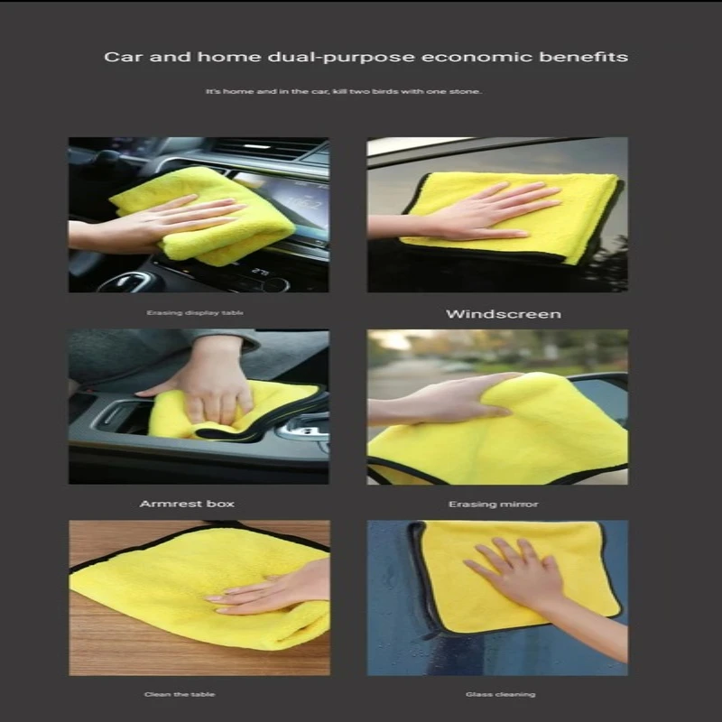 1/3/5pcs Microfiber Cleaning Towel Micro Fiber Wash Towels For Car Double Layer Extra Soft Cleaning Drying Cloth Car Wash Rags