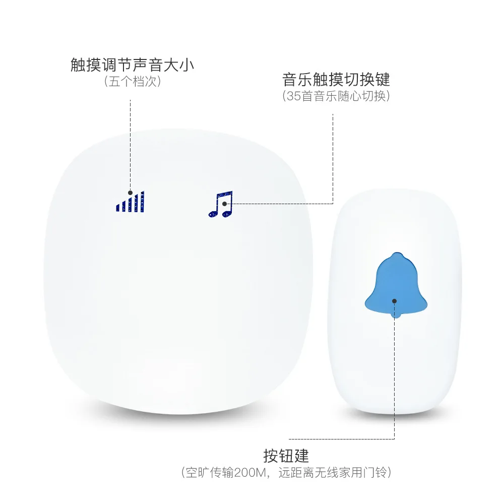 جرس الباب الرقمي اللاسلكي الإبداعي ، وانخفاض الطاقة ، لمسافات طويلة ، 35 جرس الباب Dingdong ، مكالمة المسنين ، المنزل ، جديد