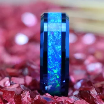 復古天然藍色托帕石戒指,女士銅質簡約精美珠寶寶石經典款式 10 最佳銷售 藍色蛋白石戒指 - №10