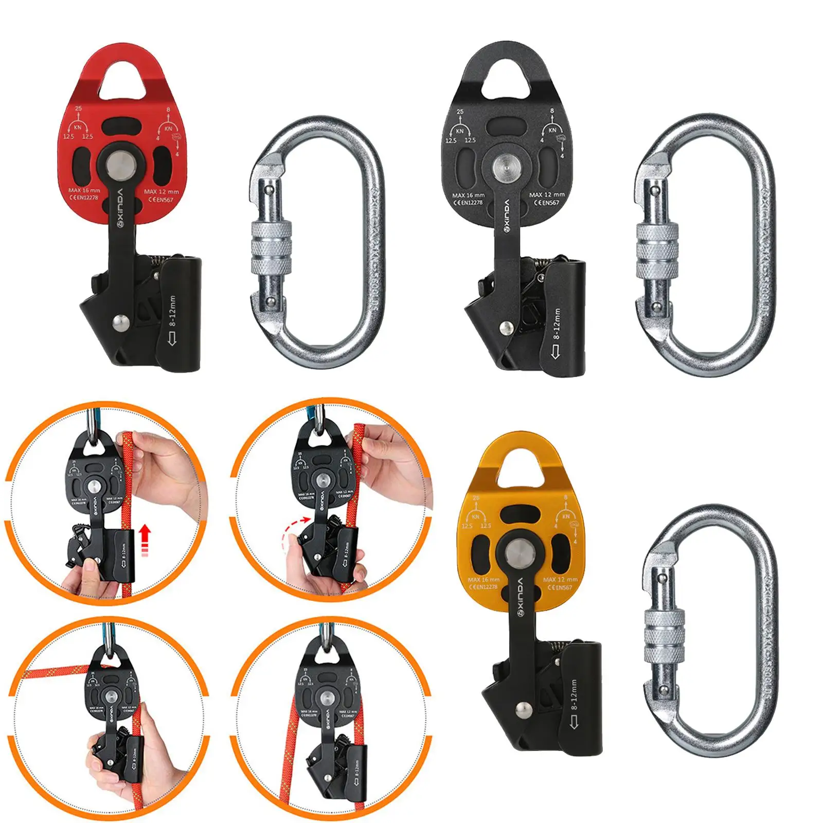 

Rock Climbing Tree Rigging Ascender Lifting Prusik Pulley Devices