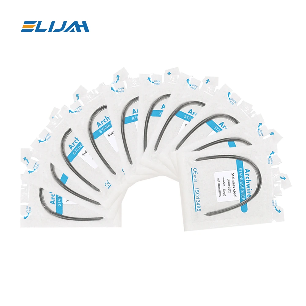 ELIJAH  Dental Stainless Steel Archwires For Dental Orthodontics Archwires Round/Rectangular 10PCS Teeth Braces Brackets