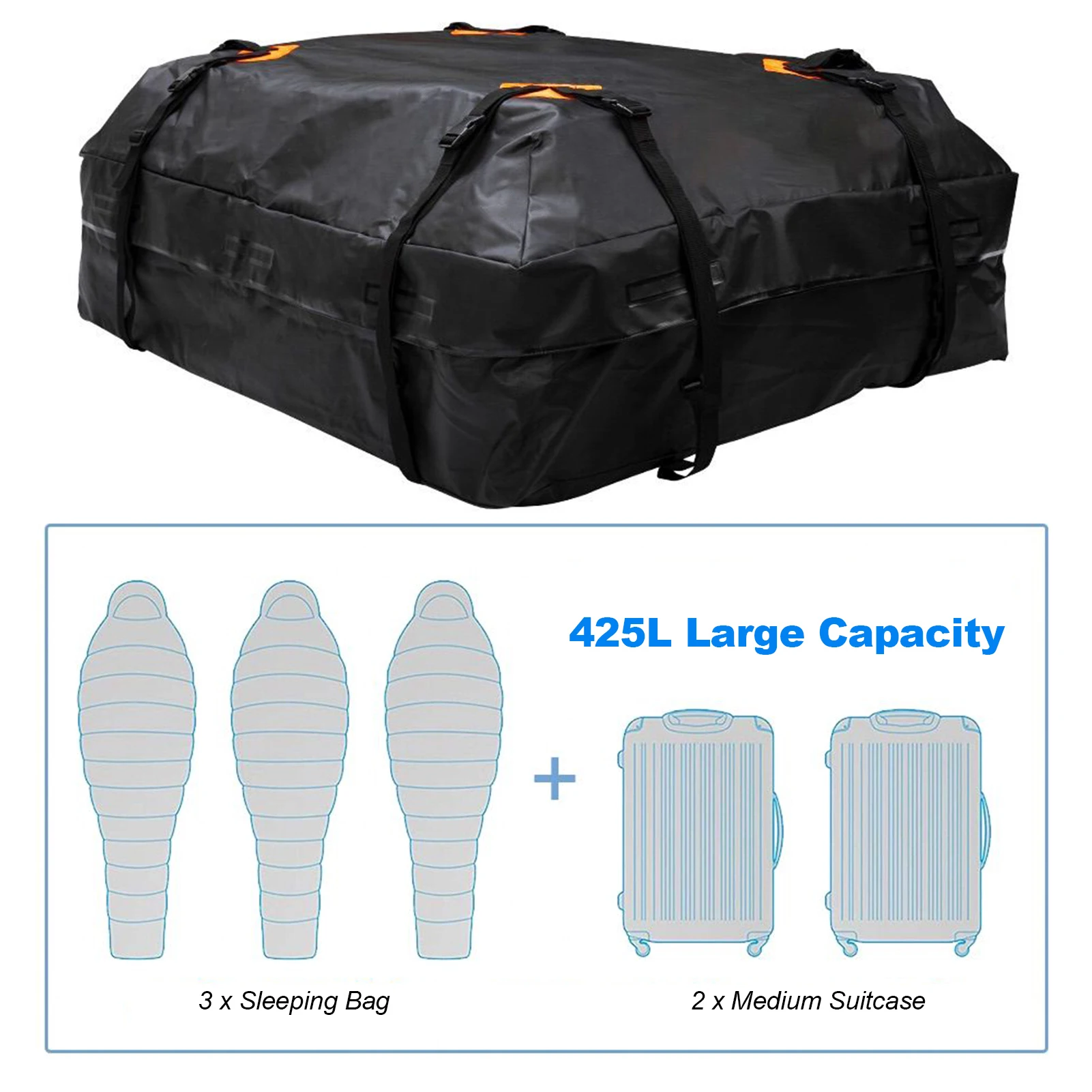 566L/425L Universal Car Roof Cargo Carrier 420D/600D Waterproof Cargo Bag Luggage Bag Storage Cube Bag For Travel Camping Car - view 5