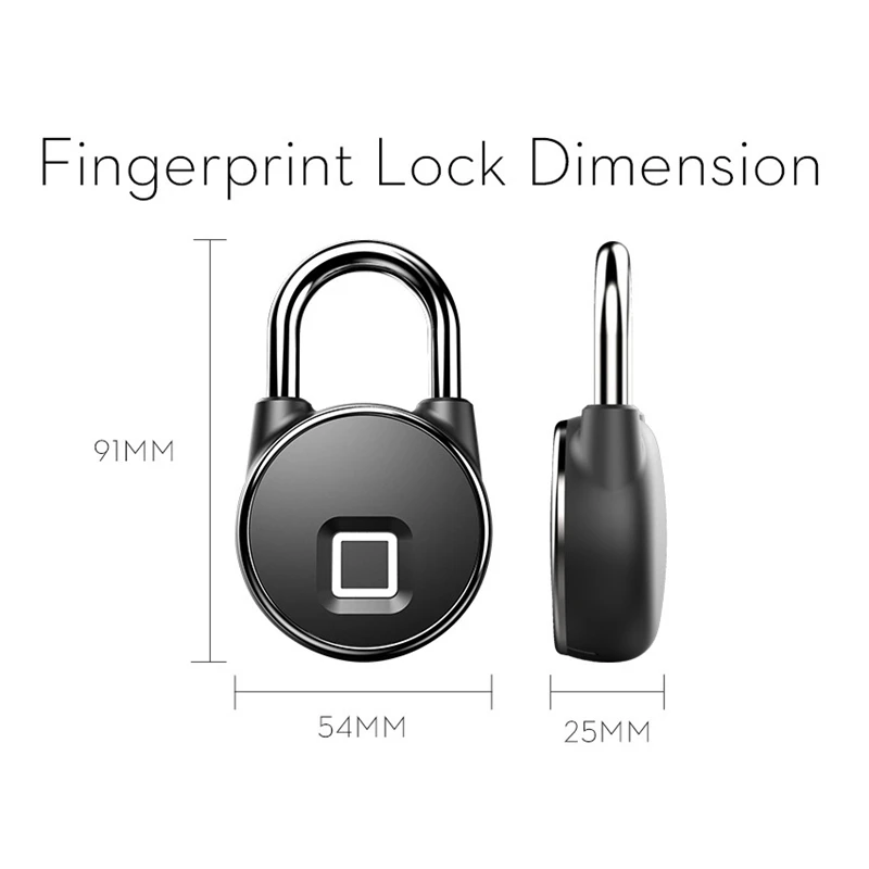 Bluetooth Smart Fingerprint Padlock Tuya App Control Padlock Cabinet Lock Dormitory Anti-Theft Bag Luggage Lock USB Rechargeable