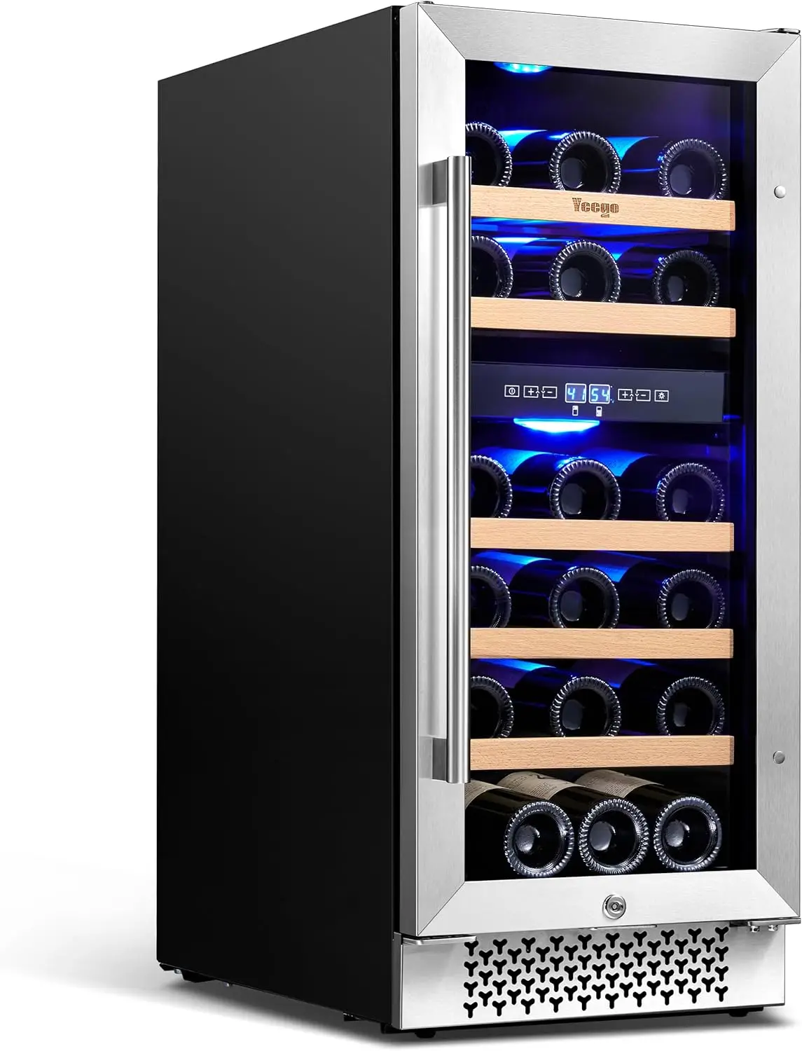 Wine Fridge Dual Zone 15 Inch, 28 Bottles Wine Cool Refrigerator with Glass Door & Safety Lock, Built-in/Freestanding/Under Coun