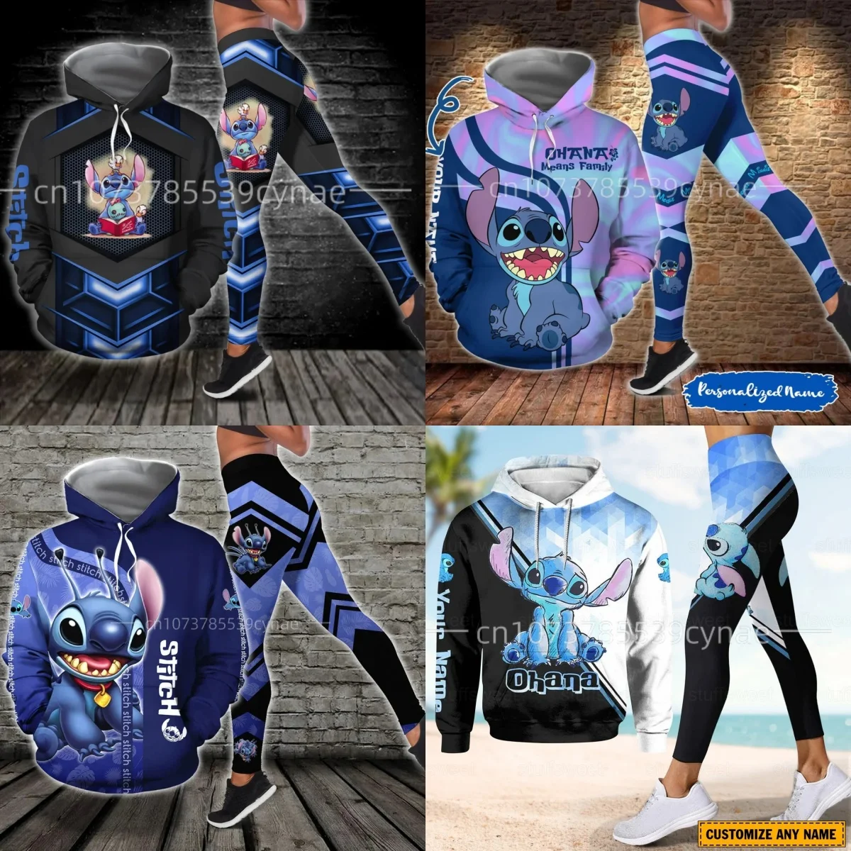 

2024 3D New Hoodie Women's Set Yoga Pants Sports Disney Yoga Underpants Fashion moletom streetwear winter clothes women