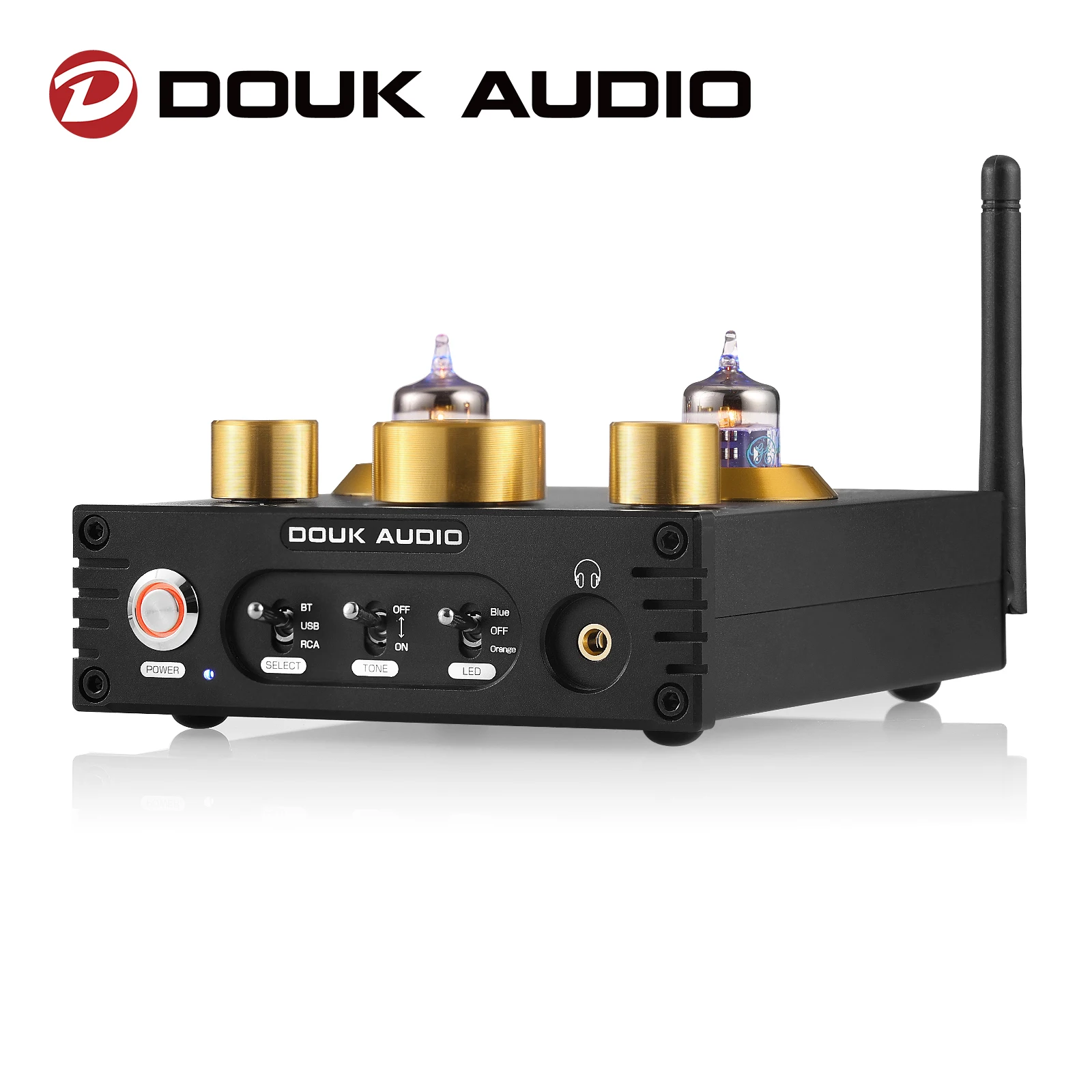 Douk Audio HiFi Bluetooth 5.0 JAN5654 Valve Tube Preamp Bass Preamplifier Stereo Audio Headphone Amplifier USB DAC APTX