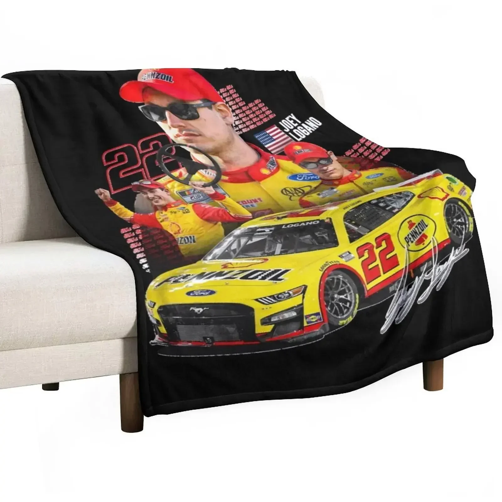 New NEW Joey Logano NEXT GEN MUSTANG 2022 Throw Blanket Plaid for babies Blankets