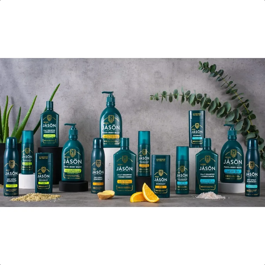 Jason Men's Calming 2 em 1 para lavagem facial e corporal 16 onças