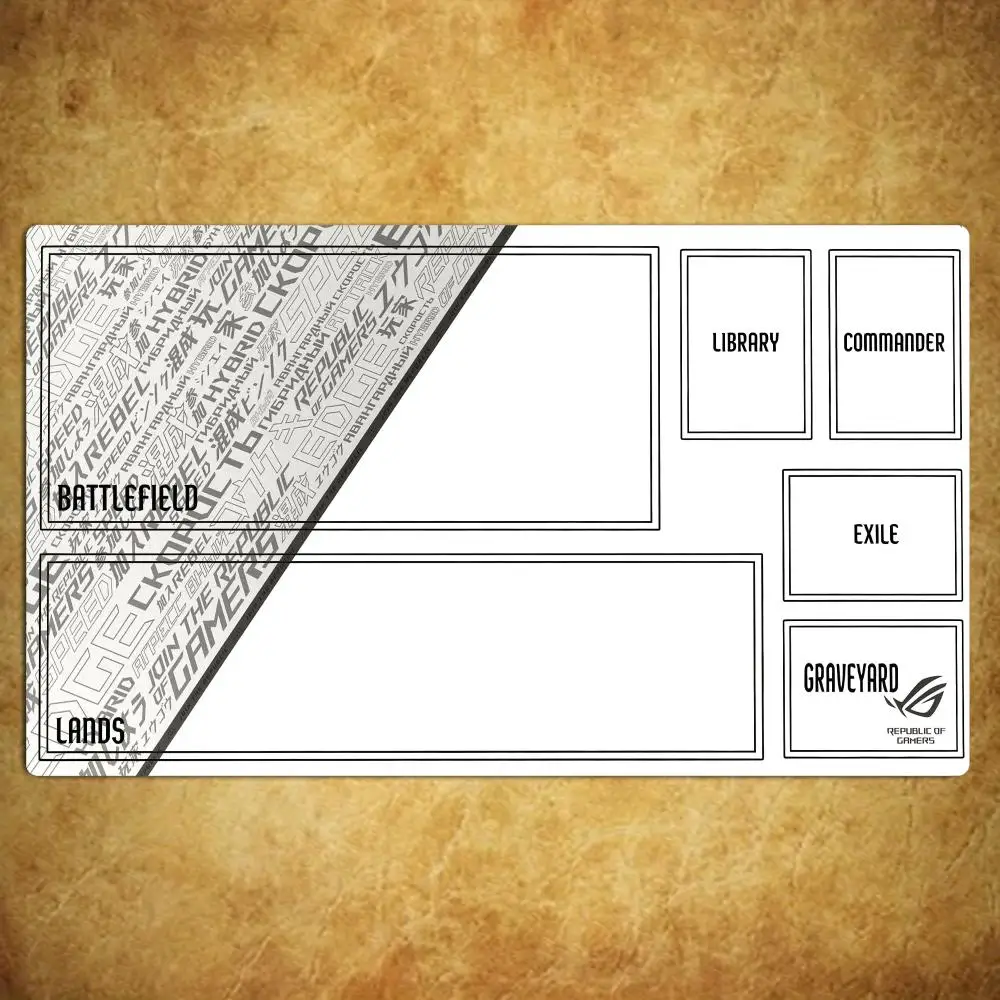 TCG Playmat Light Tone Gamer Text Pattern 35X60CM Magic Card Battle Mat Non‑Slip Durable Stitched Edge Tabletop Playmat