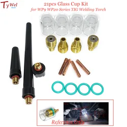 21pcs Glass Cup Kit TIG Welding Gas Lens Collet Body for WP9 WP20 Series Torches