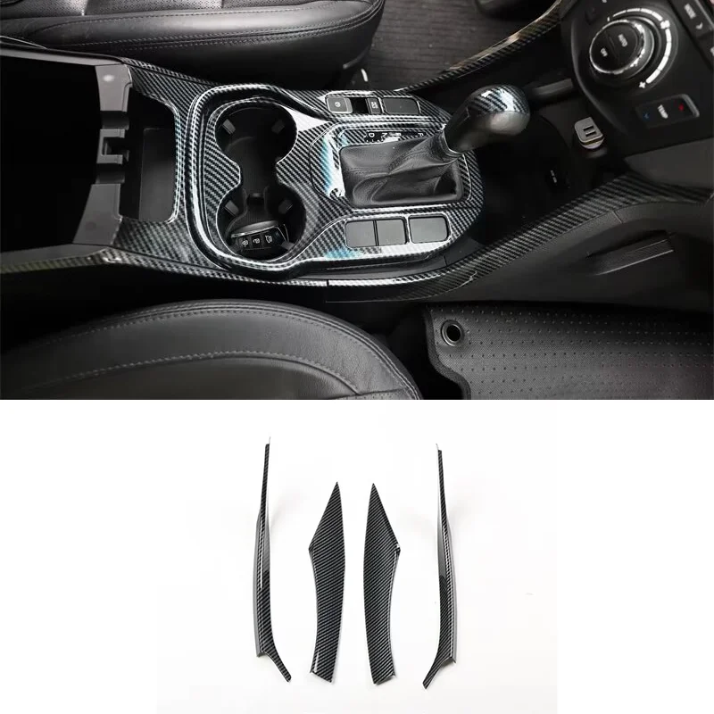 Garniture latérale de levier de vitesse en fibre de carbone ABS noir pour Hyundai Santa Fe DM 2013-2018, accessoires de console centrale