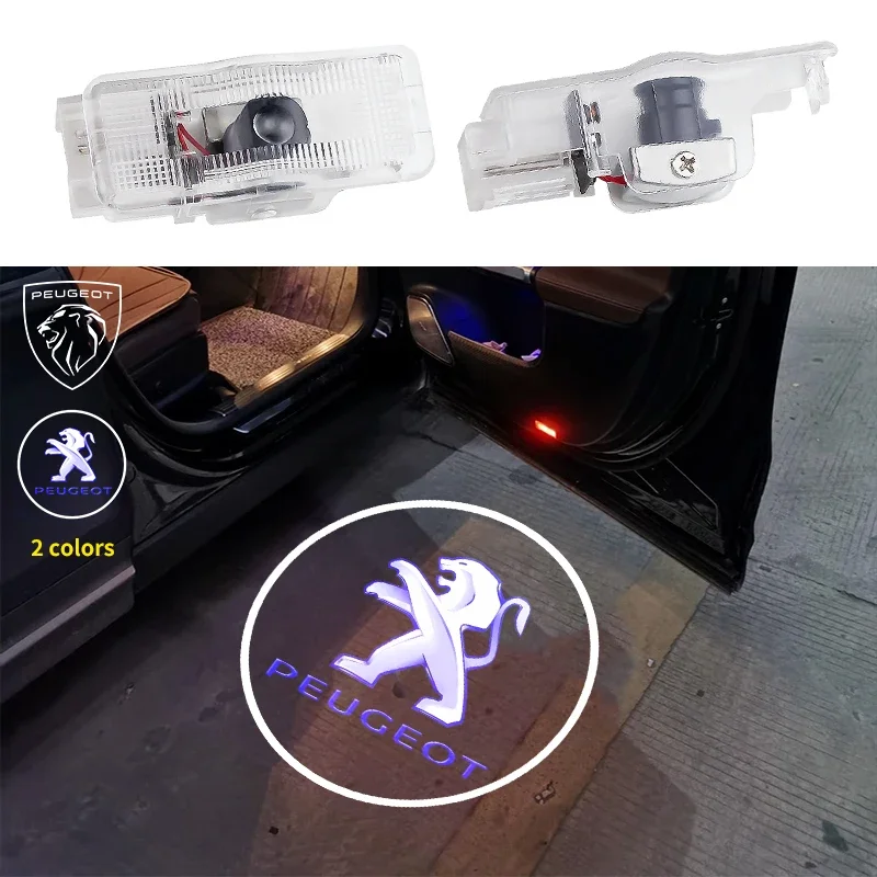 2Pcs LED Car Door Welcome Lights Logo Projector for Peugeot 3008 RCZ 407 308 508 207 5008 Ghost Shadow Lamp Courtesy Laser Light