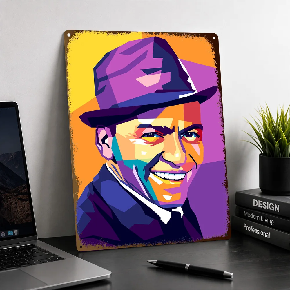 Frank Sinatra Aluminum Poster Personalized Metal Sign Bold Elegant Singer Wall Art Enhances Living Rooms And Listening Lounges
