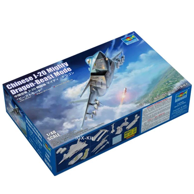 Trumpeter 05821 1/48 Chinese PLA J-20 J20 Mighty Dragon Fighter Military Pane Aircraft Plastic Toy Assembly Model Building Kit