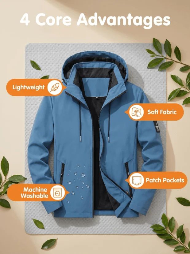 2026 Herren Wasserdichte Leopardenmuster-Jacke - Leichte Outdoor-Regenjacke mit Kapuze - Outdoor-Bergsteigerjacke mit Leopardenmuster – Detail 2