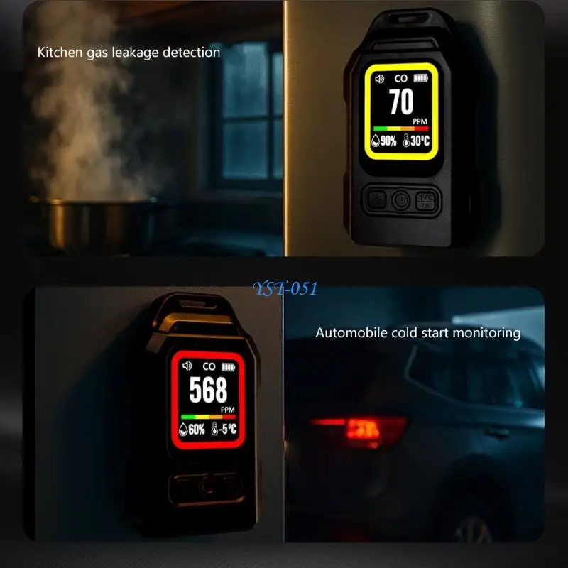 

E15A Outdoor Air Quality Analysis Realtime CO Temperature And Humidity Detection LCD Screen Alarm System