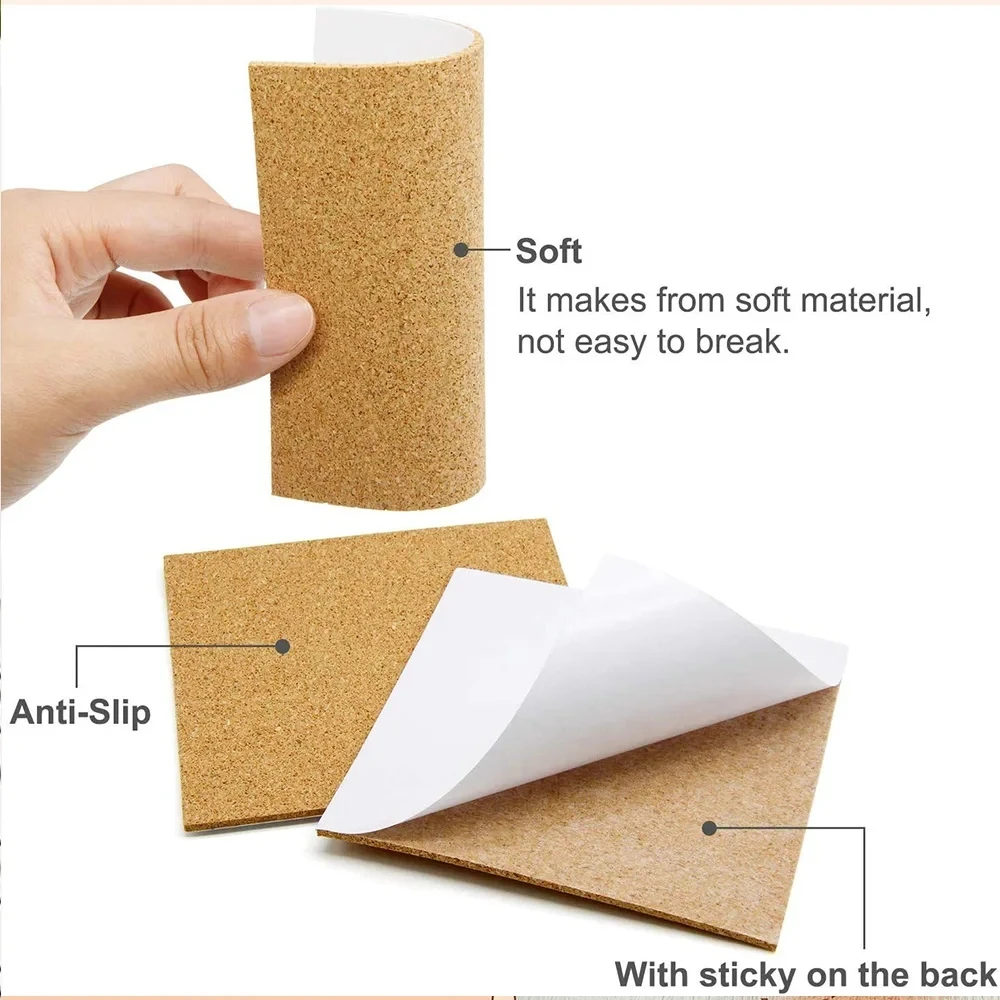 10/20/50PCS Square Round Self-adhesive Cork Coasters Round Wood Dorm Water Cup Cabinet Furniture Mats DIY Backing Sheets Pad