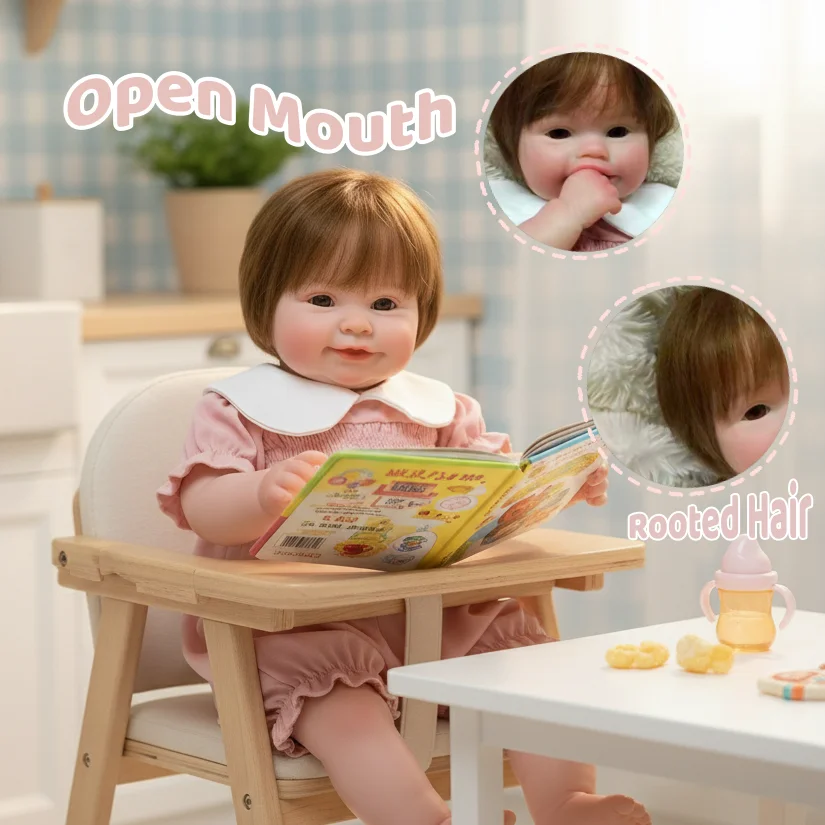 

47 см открытый рот, окрашенный и неокрашенный Maddie, мягкая силиконовая кукла Bebe Reborn Girl, bebe reborn de silicona, реалистичная кукла для новорожденной девочки