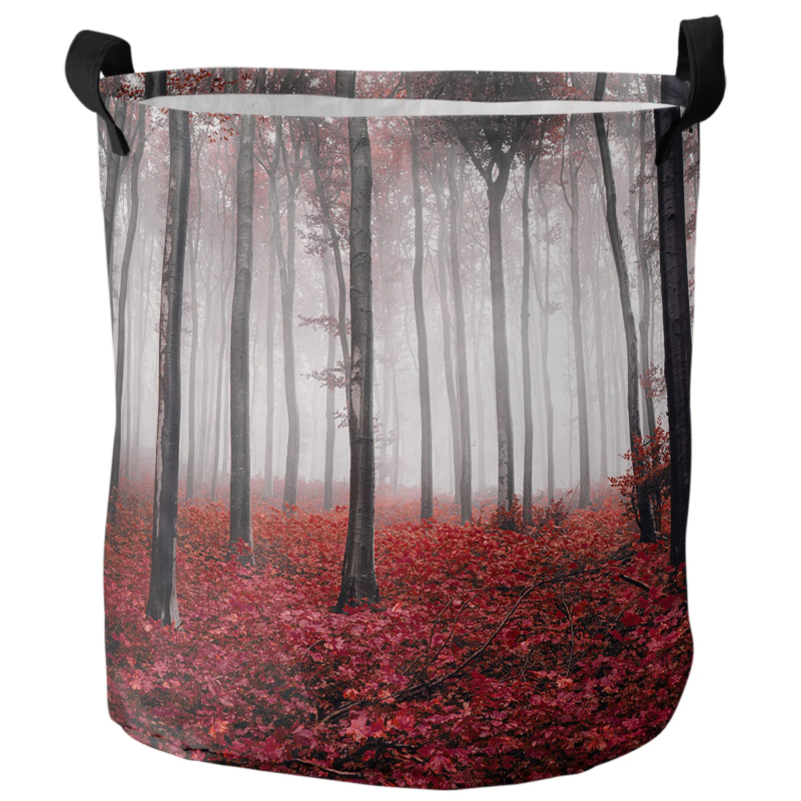 Autumn Forest Maple Leaves Red Dirty Laundry Basket Foldable Waterproof Home Organizer Basket Clothing Kids Toy Storage Basket