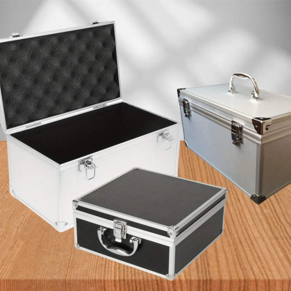 Aluminum Suitcase Parts Toiletry Containers Hard Toy Garage Organization Storage Portable Metal lock Case Without Sponge