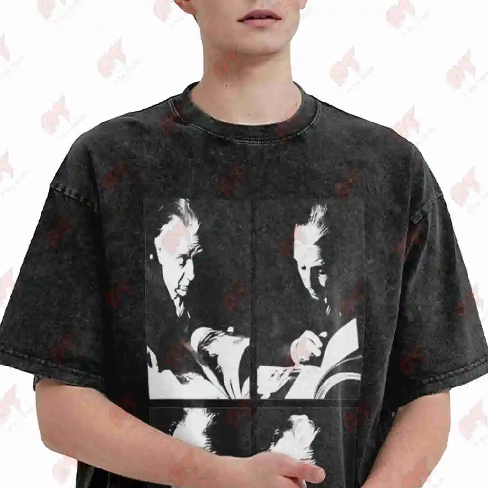 Borges Master Of Literature Jorge Luis Dark Academia Vintage Washed Tee Pure Cotton T-Shirt