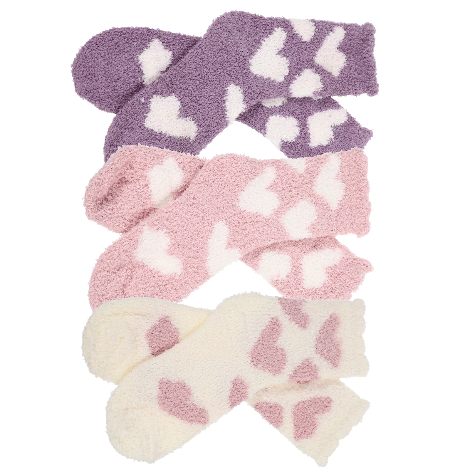 

3 Pairs Coral Fleece Socks Winter Women Floor Sock Printed Fashion Socks Keep Warm Leg Comfortable Lightweight