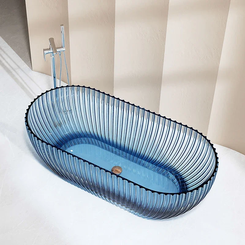 Bathroom Bathtub,Clear Resin Bathtub Home Bathroom Adult Freestanding Bath Tub Colorful Transparent Oval Bathtub