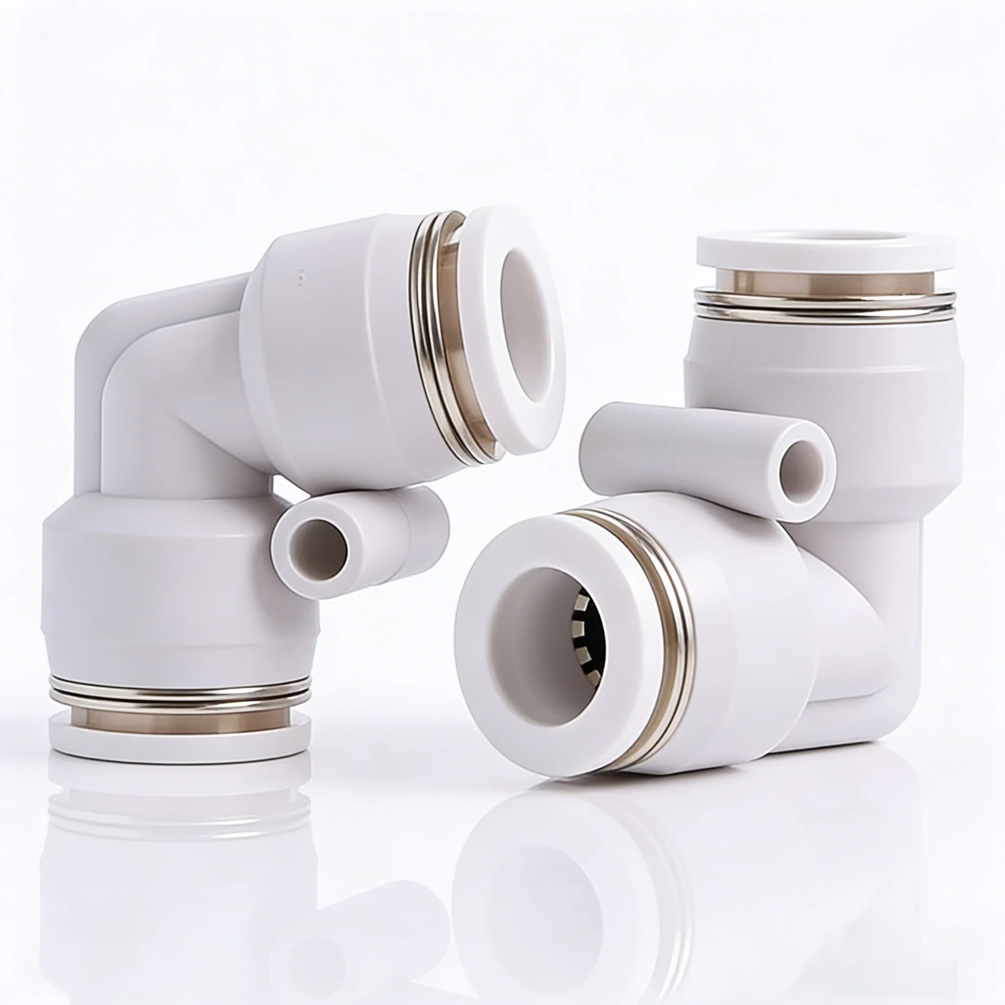 10Pcs Premium white L-shaped 90° right angle PV variable diameter PVG8-6 pneumatic quick plug elbow 4/6/8/10/12/14/16
