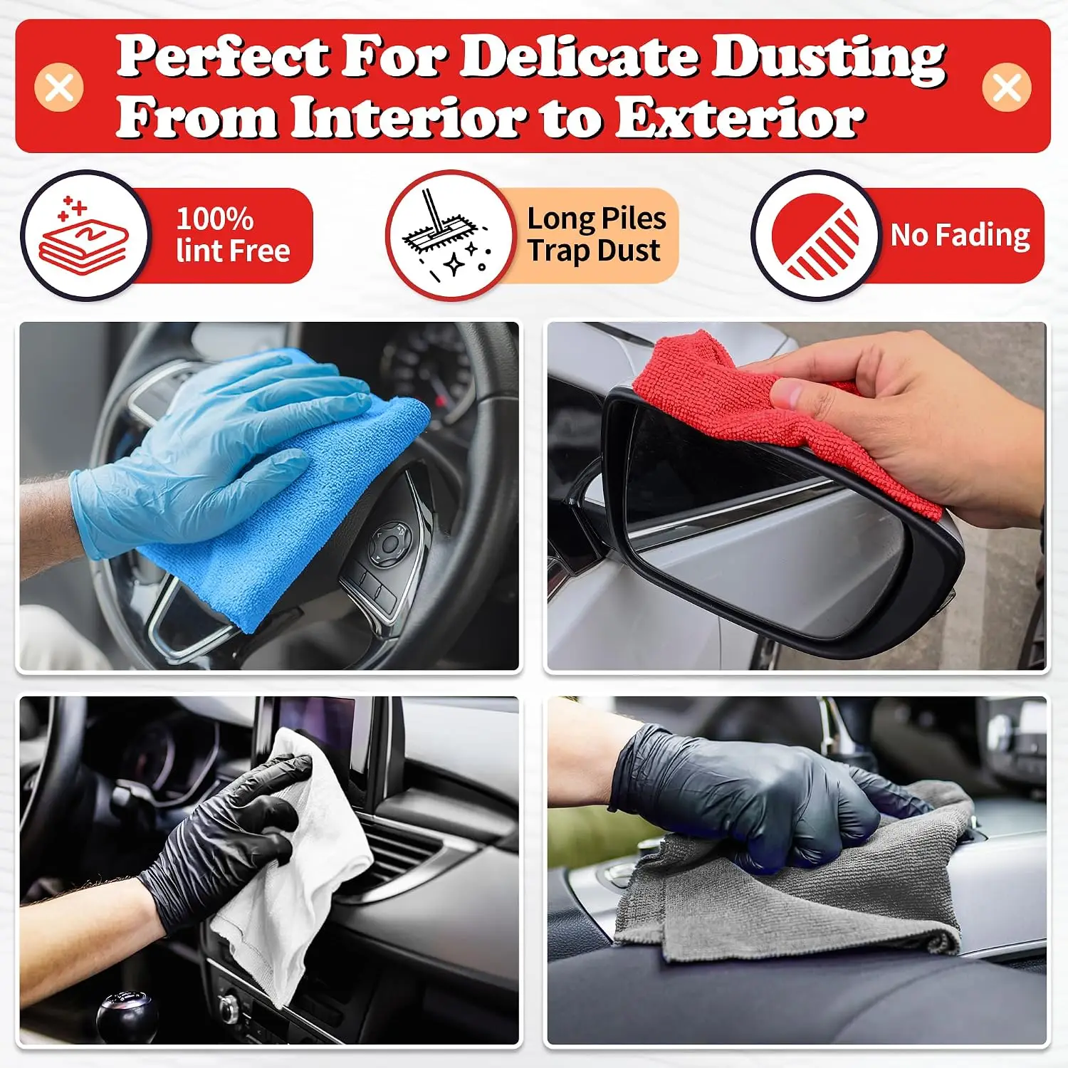 24 Pack Microfiber Towels, Absorbent Cleaning Cloths for Car, Garage, Dust Rags, 11.5x11.5 in view 3