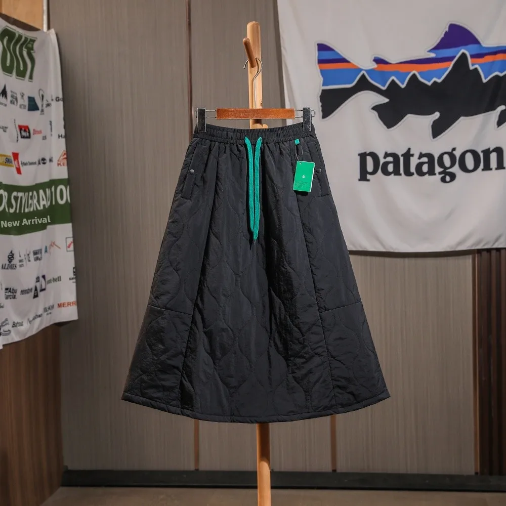 Women's Winter Outdoor Mountain Series Thickened Windproof Warm Mid-Length Versatile Half Skirt A-Line Cotton Lined Casual