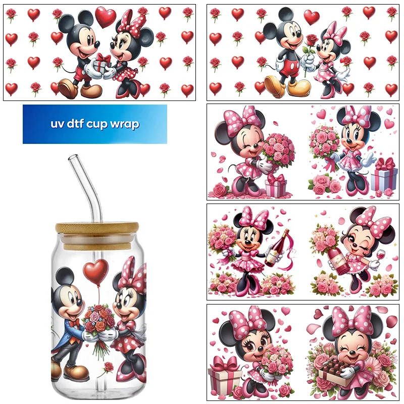 Cartoon pattern 3D Transfer Sticker For 16oz Libbey Glass Waterproof Mug Cup Wraps UV DTF Stickers Custom Decal Logo sticker
